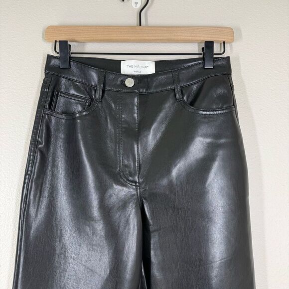 Aritzia Wilfred The Melina Faux Leather Pants Black Straight Leg Women’s Size 4 - Picture 2 of 7